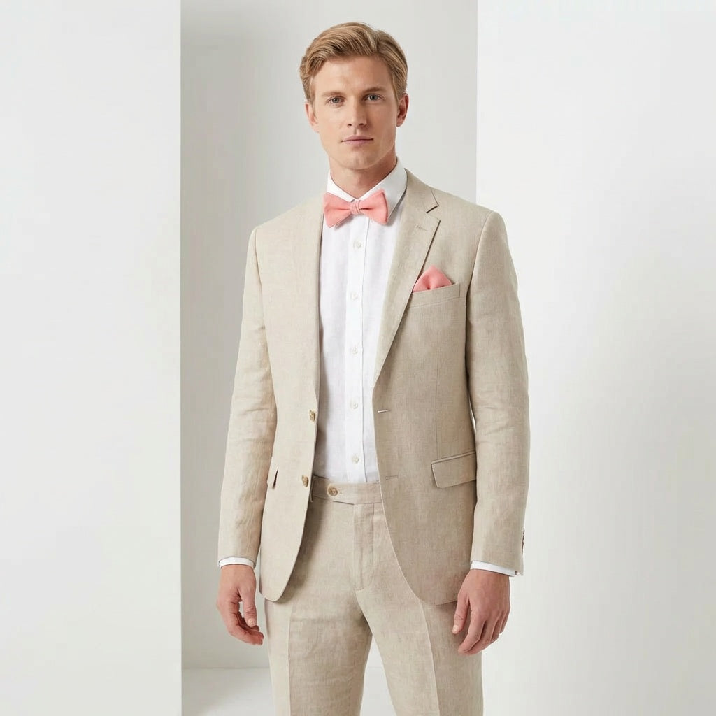 Set papillon e fazzoletto da taschino in lino rosso mattone | Fatto a mano