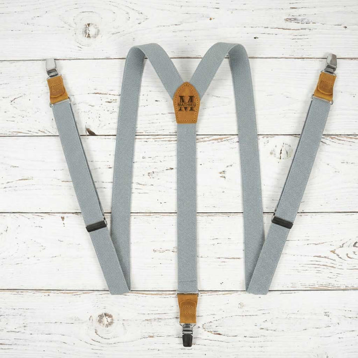 Personalized Gray Suspenders - Hemmitie