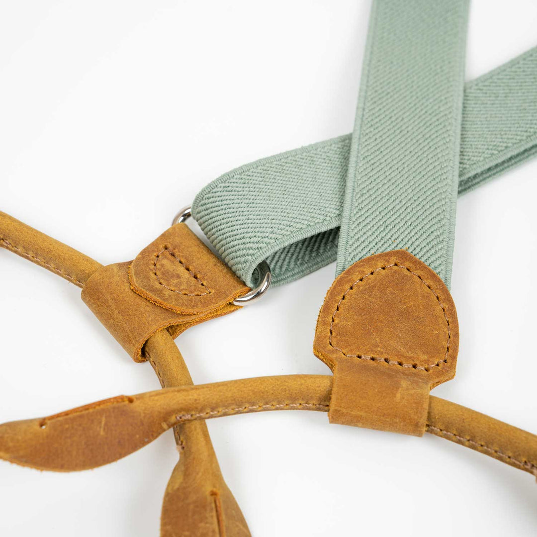 Men's Linen Bow Tie & Elastic Button Suspenders Set - Hemmitie