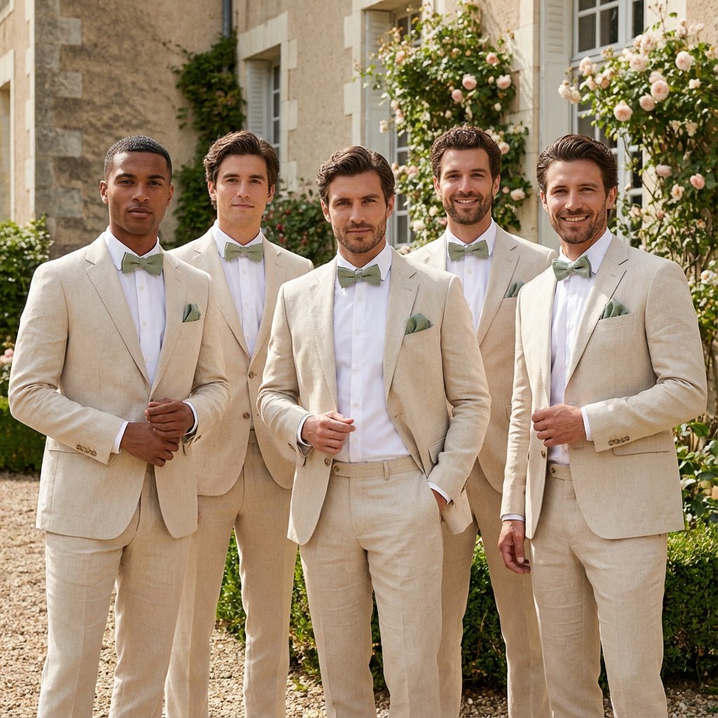 Sage Green Bow Tie & Pocket Square Set - Hemmitie