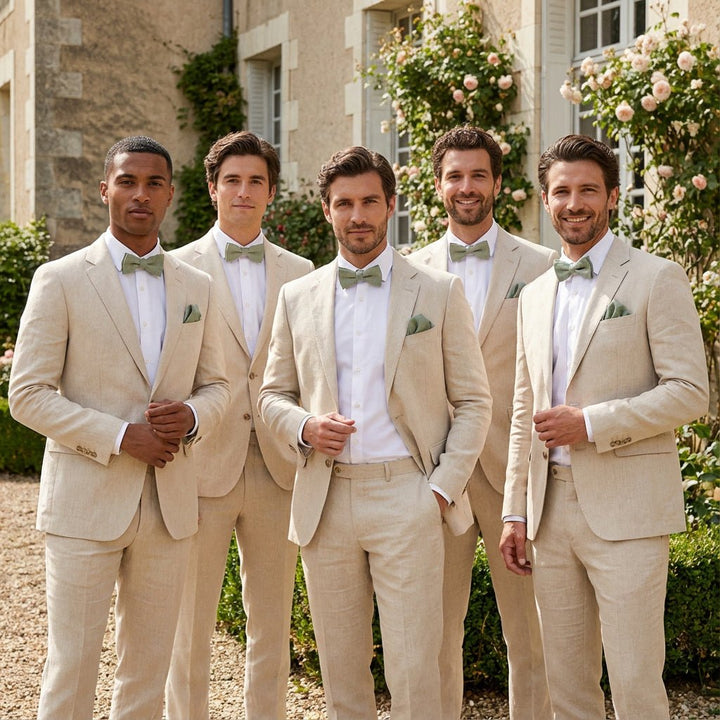 Sage Green Bow Tie & Pocket Square Set - Hemmitie