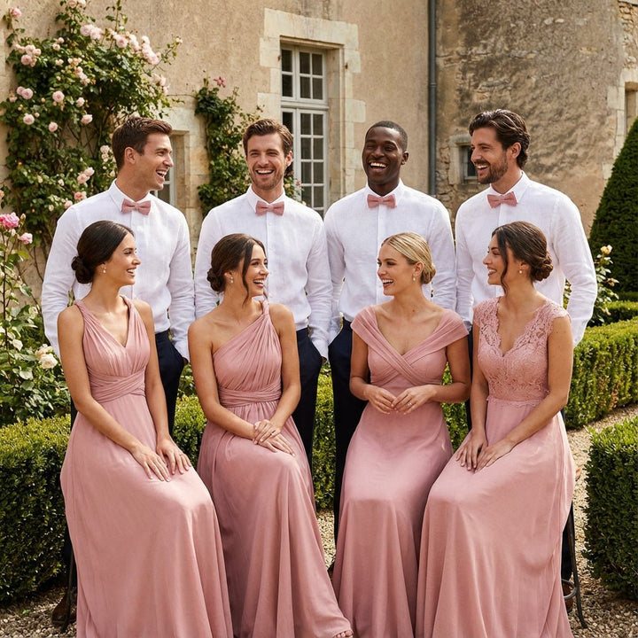 Blush Pink Linen Bow Tie Classic - Hemmitie