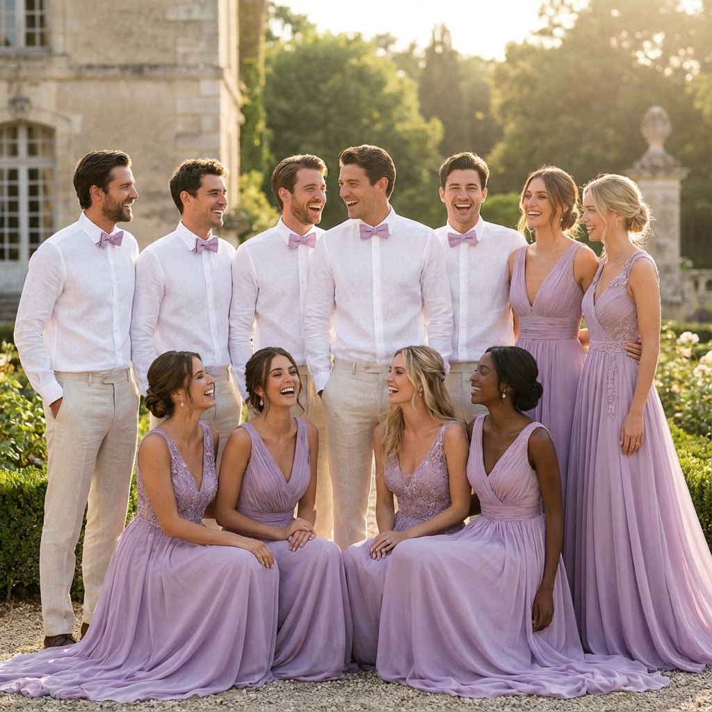 Dusty Lilac Linen Pre - Tied Bow Tie - Hemmitie