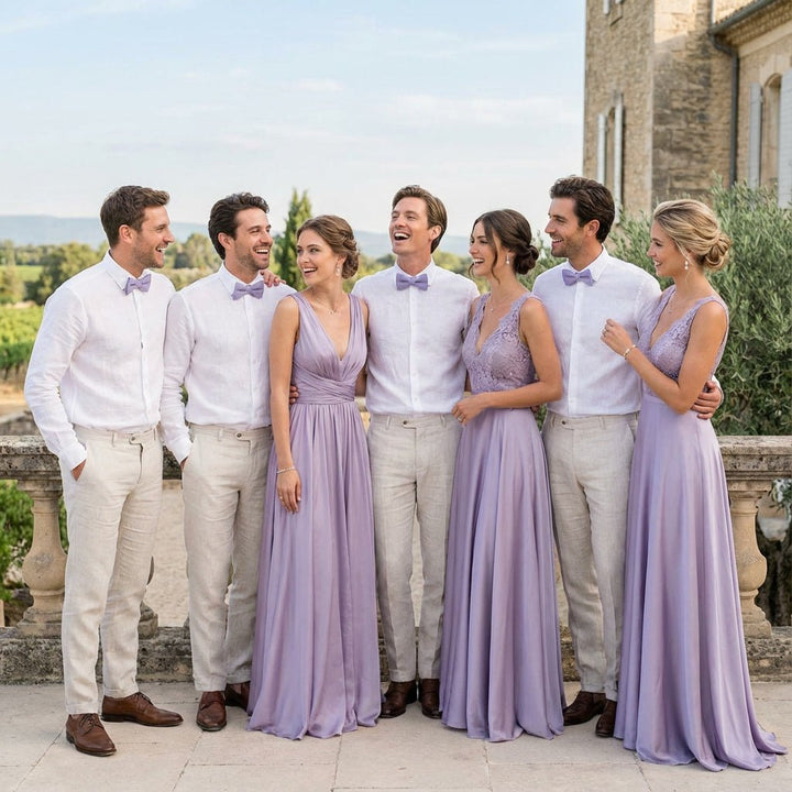 Lavender violet linen bow tie - Hemmitie