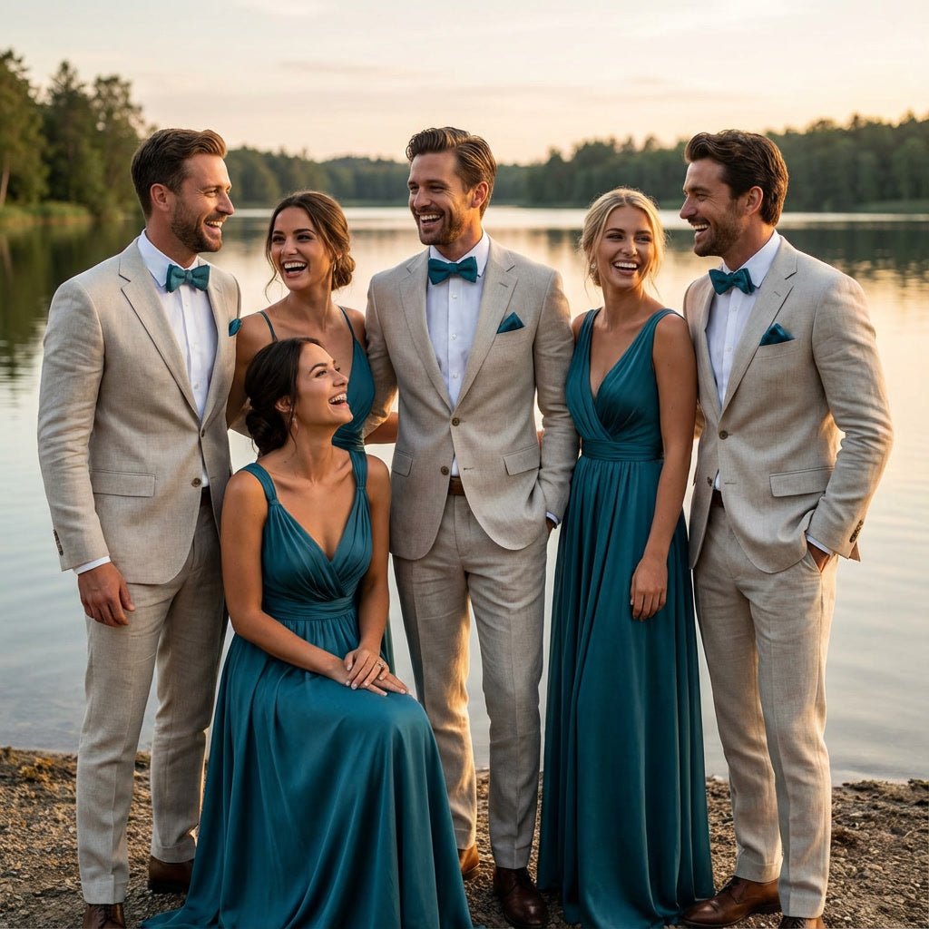 Teal Pocket Square & Bow tie Set - Hemmitie