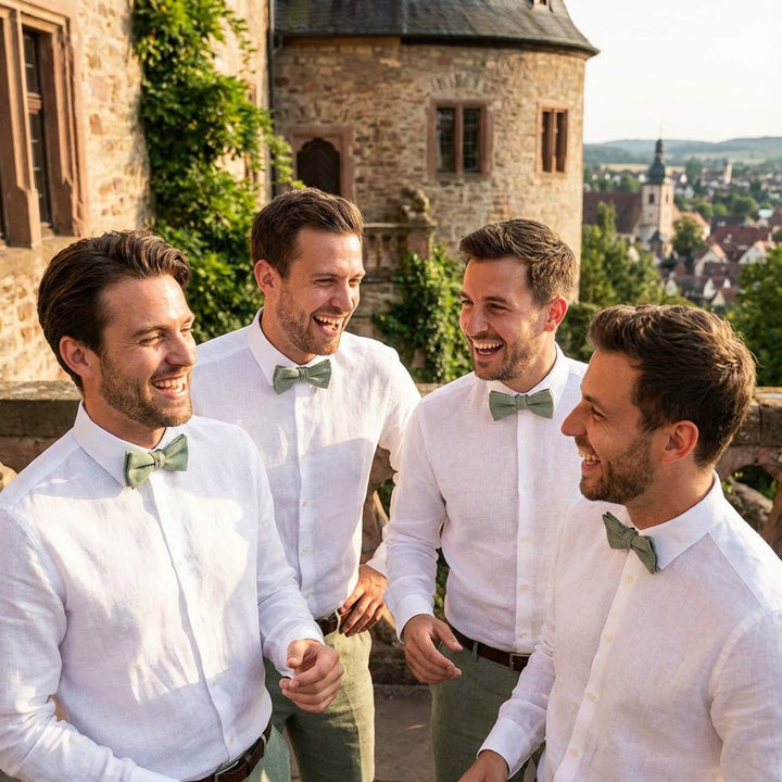 Sage Green Linen Pre - Tied Bow Tie - Hemmitie