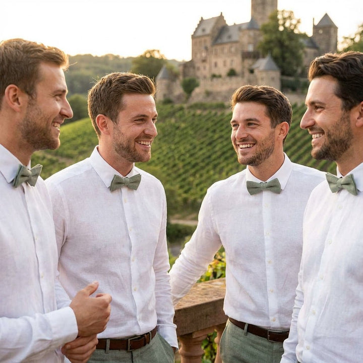 Sage Green Linen Bow Tie – Classic Pre - Tied - Hemmitie