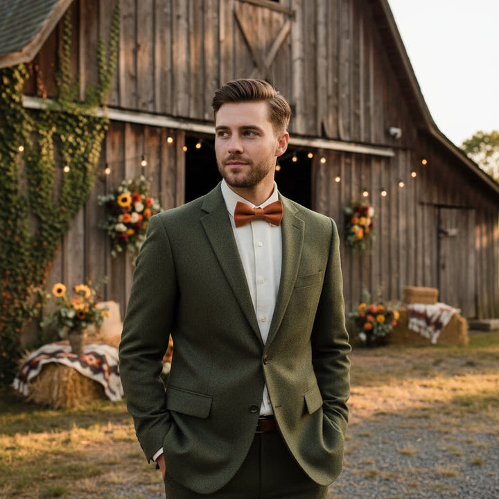 Terracotta Linen Bow tie