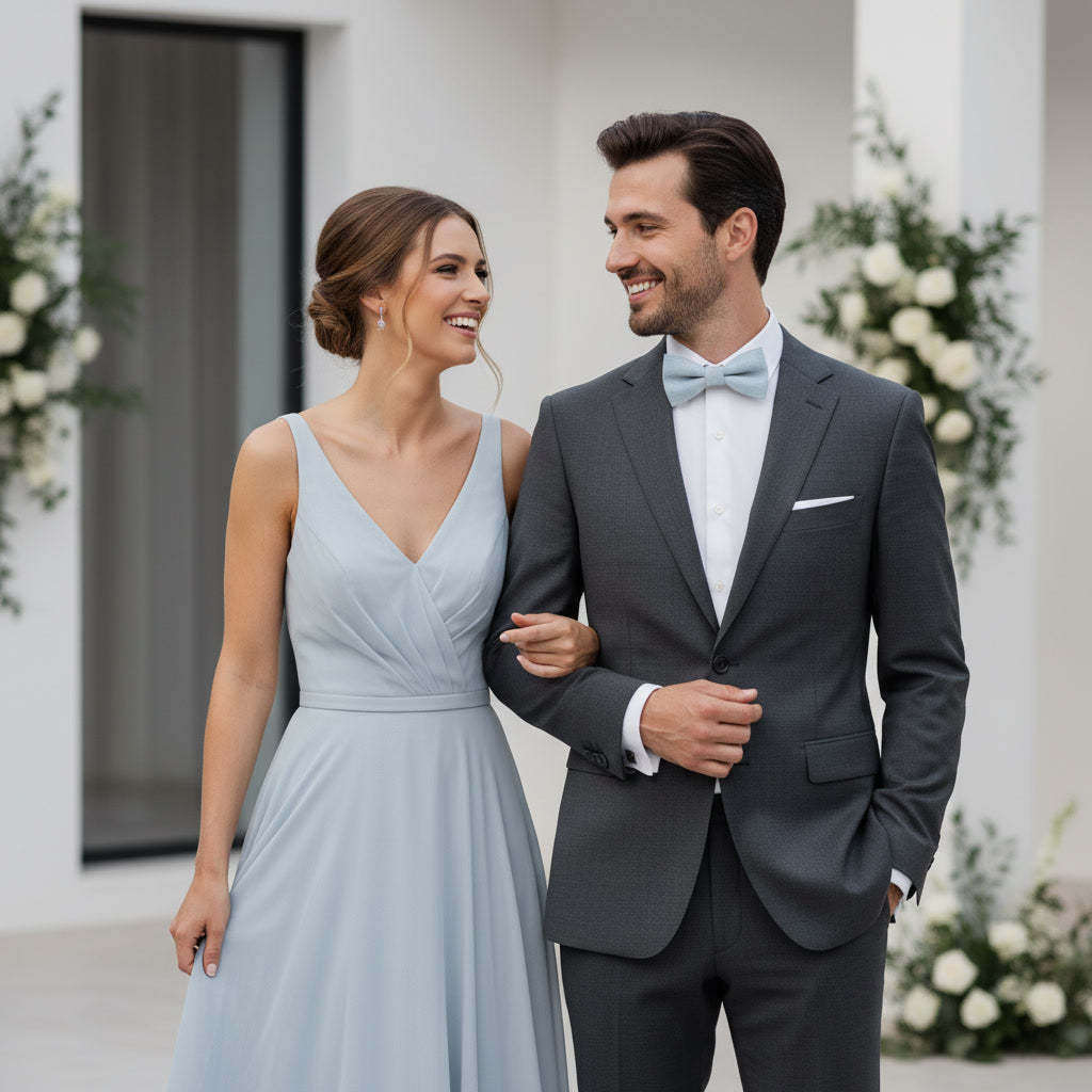 Dusty Blue Linen Bow tie