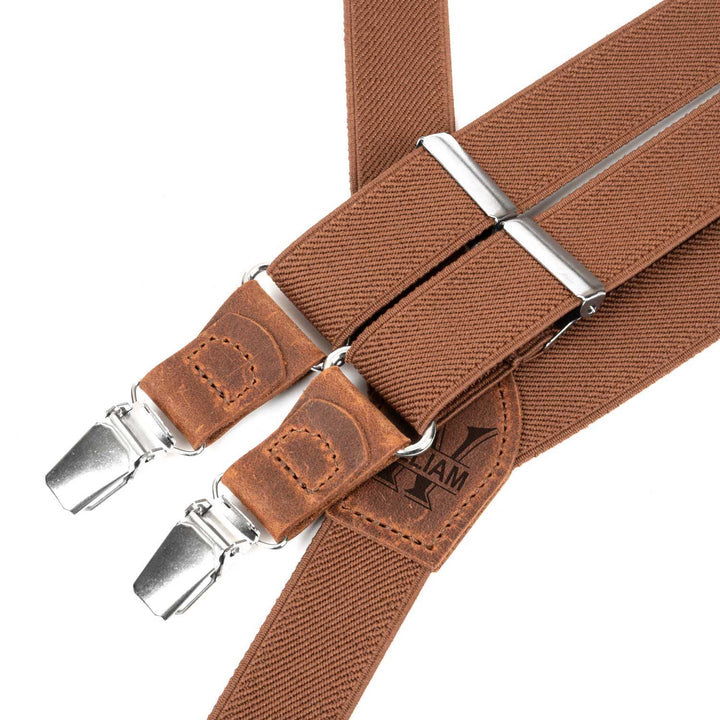 Adult Rustic Brown Y - Back Personalized Suspenders - Hemmitie