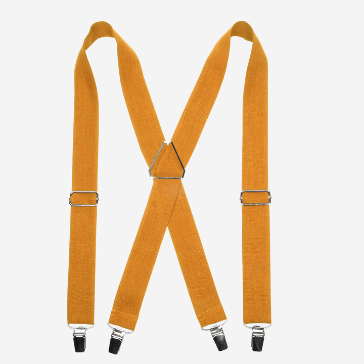 Terracotta Linen X-Back Suspenders Men And Boy sizes