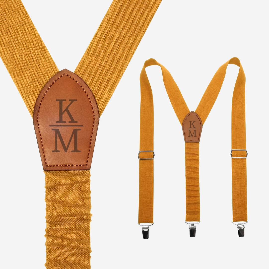 Orange Linen Y-Back Personalized Suspender