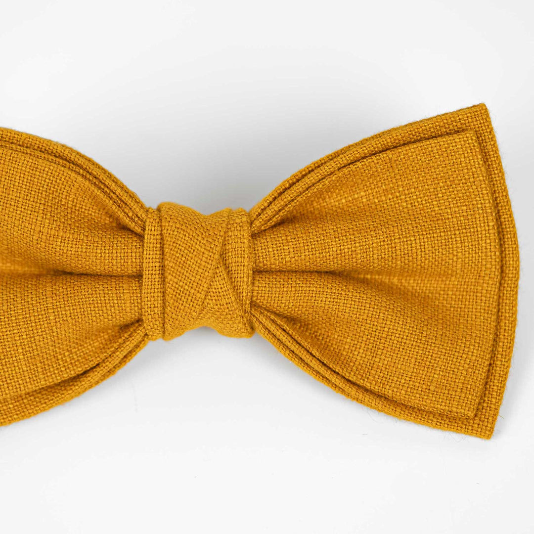 Men's Honey Yellow Linen Bow Tie