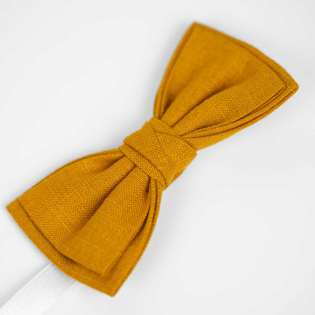Men's Honey Yellow Linen Bow Tie
