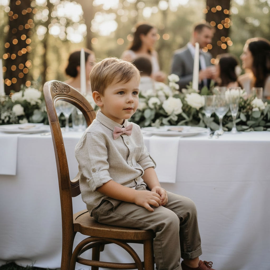 Blush Child Pink Linen Bow Tie