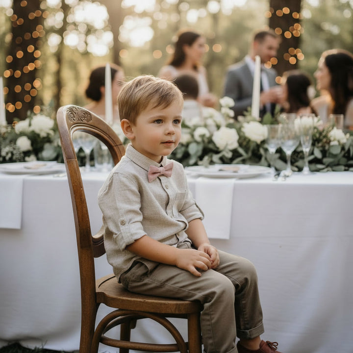 Blush Child Pink Linen Bow Tie