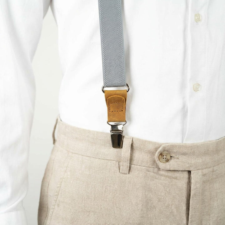 Personalized Gray Suspenders - Hemmitie