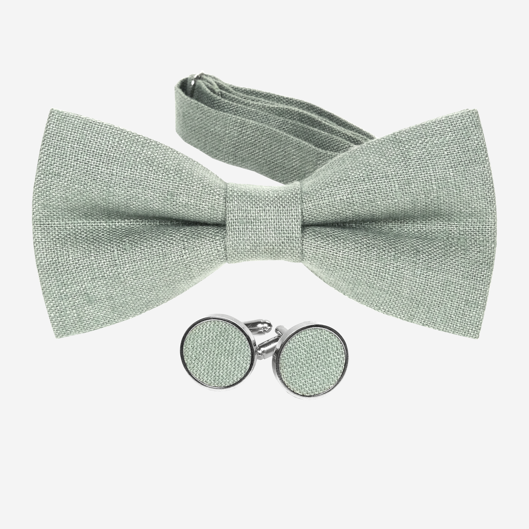 Sage Green Bow tie and Cufflinks Set