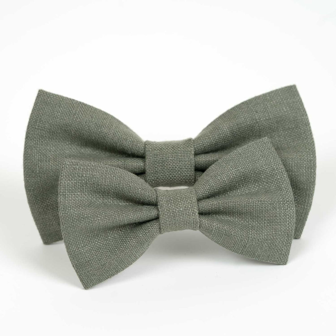 Klassische Fliege aus Salbeigrünem Leinen 