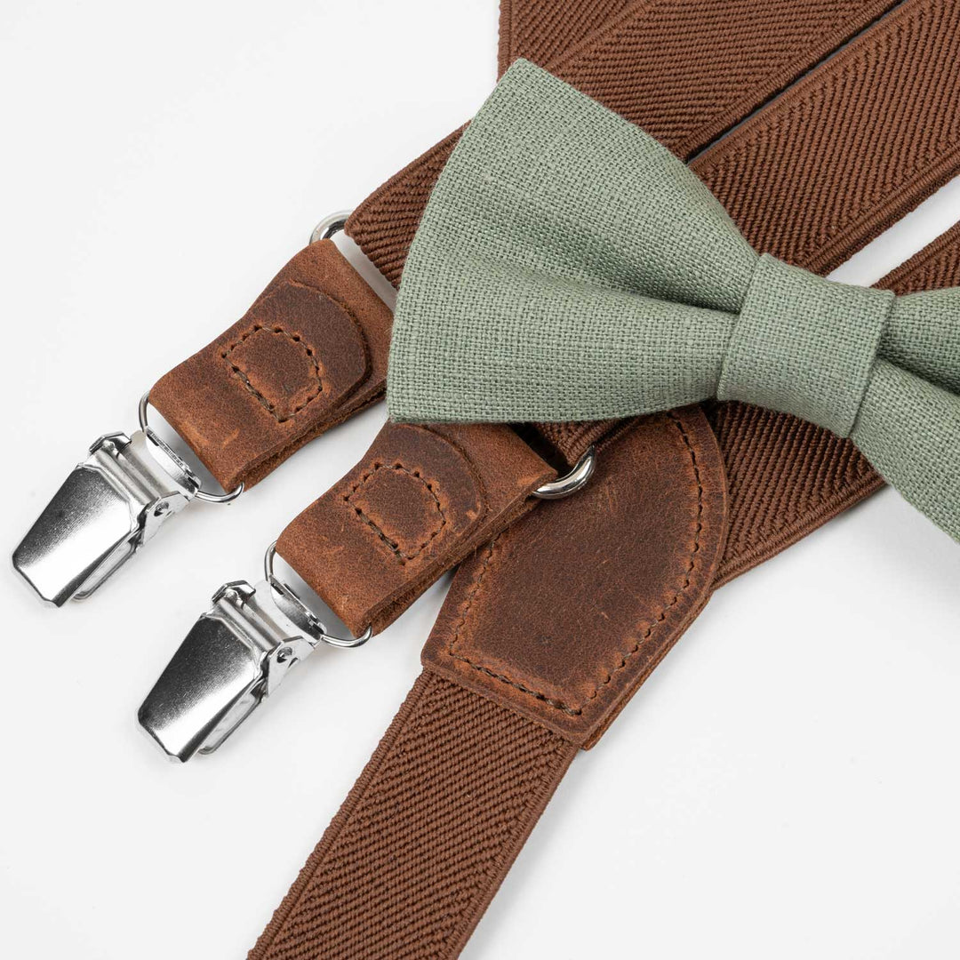 Terracotta Suspenders & Multi-Color Bow Tie Set