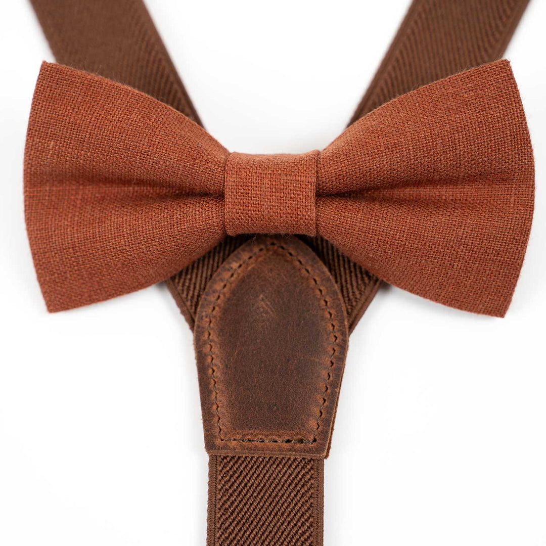 Terracotta Suspenders & Multi-Color Bow Tie Set