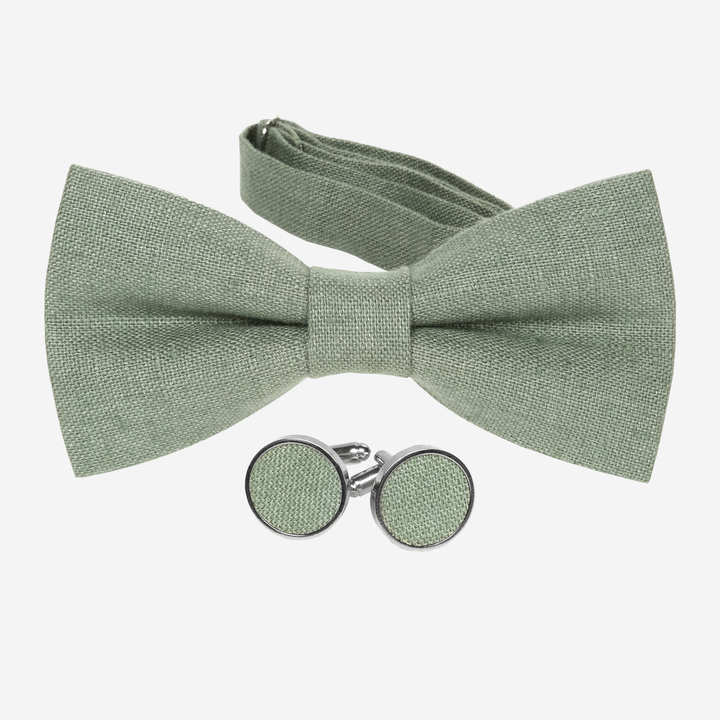 Sage Green Bow tie and Cufflinks Set