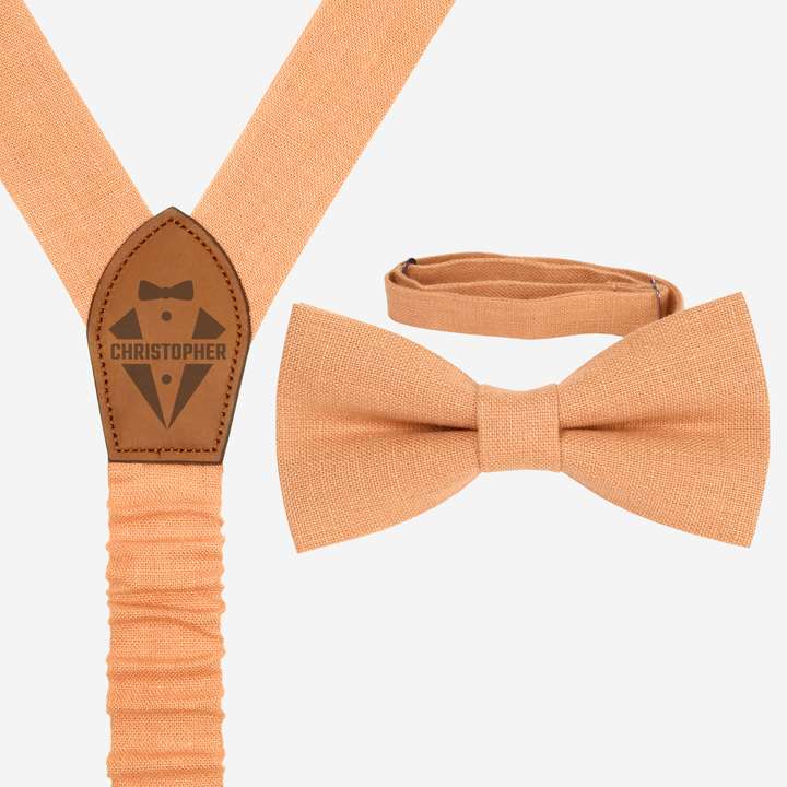 Blush Pink Personalized Suspenders Bow tie Set