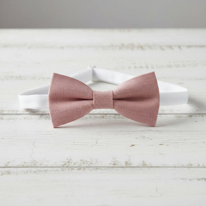 Blush Child Pink Linen Bow Tie