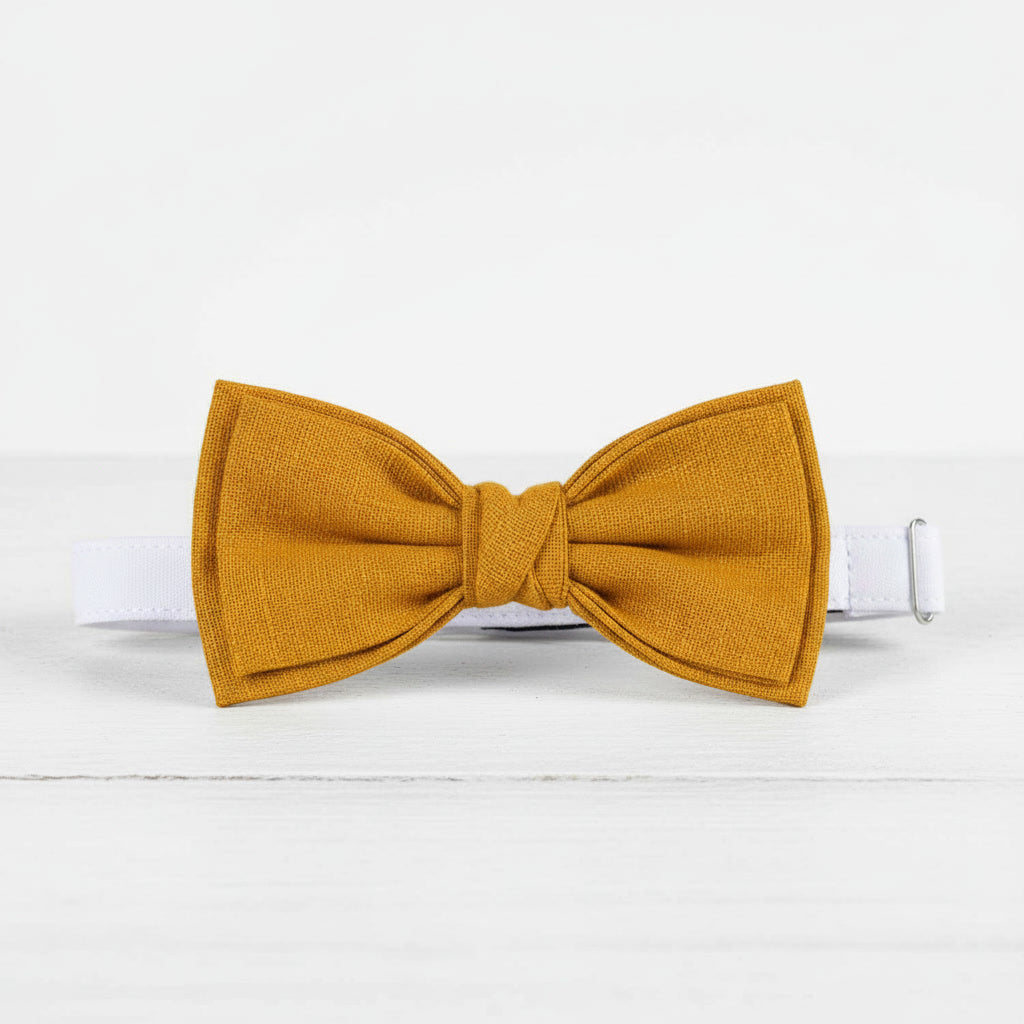 Men's Honey Yellow Linen Bow Tie