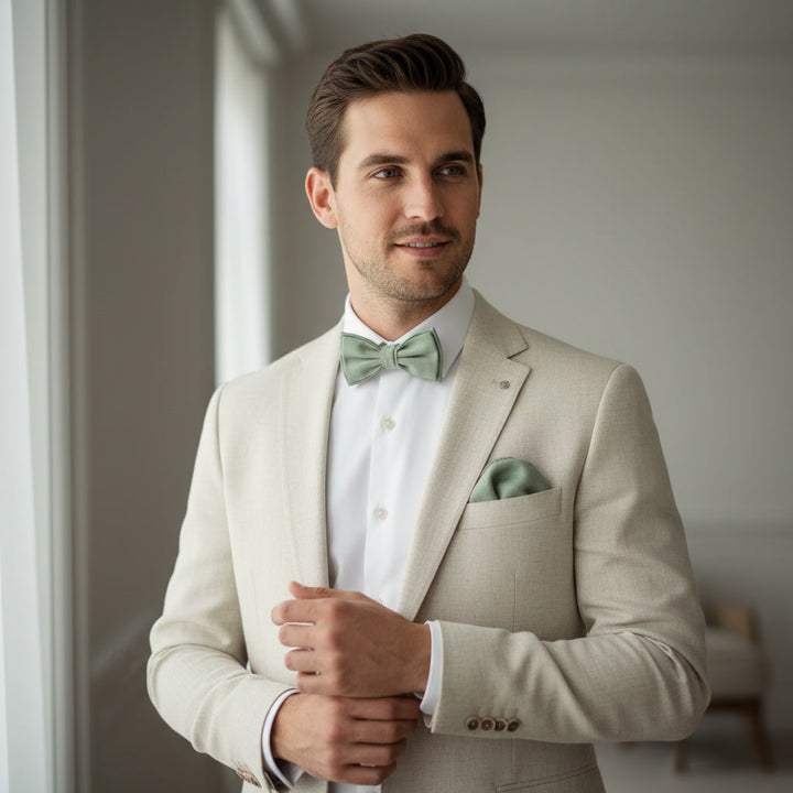 Men's Pre-Tied Bow Tie In Sage Green Color