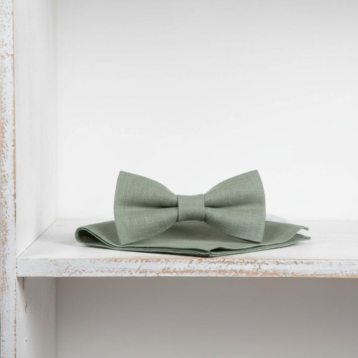 Groomsmen Sage Bow Tie & Pocket Square Sets