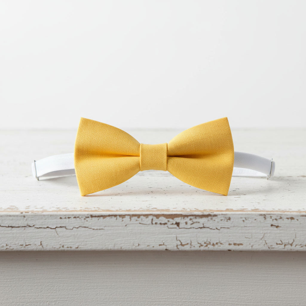 Classic Yellow Linen Bow Tie
