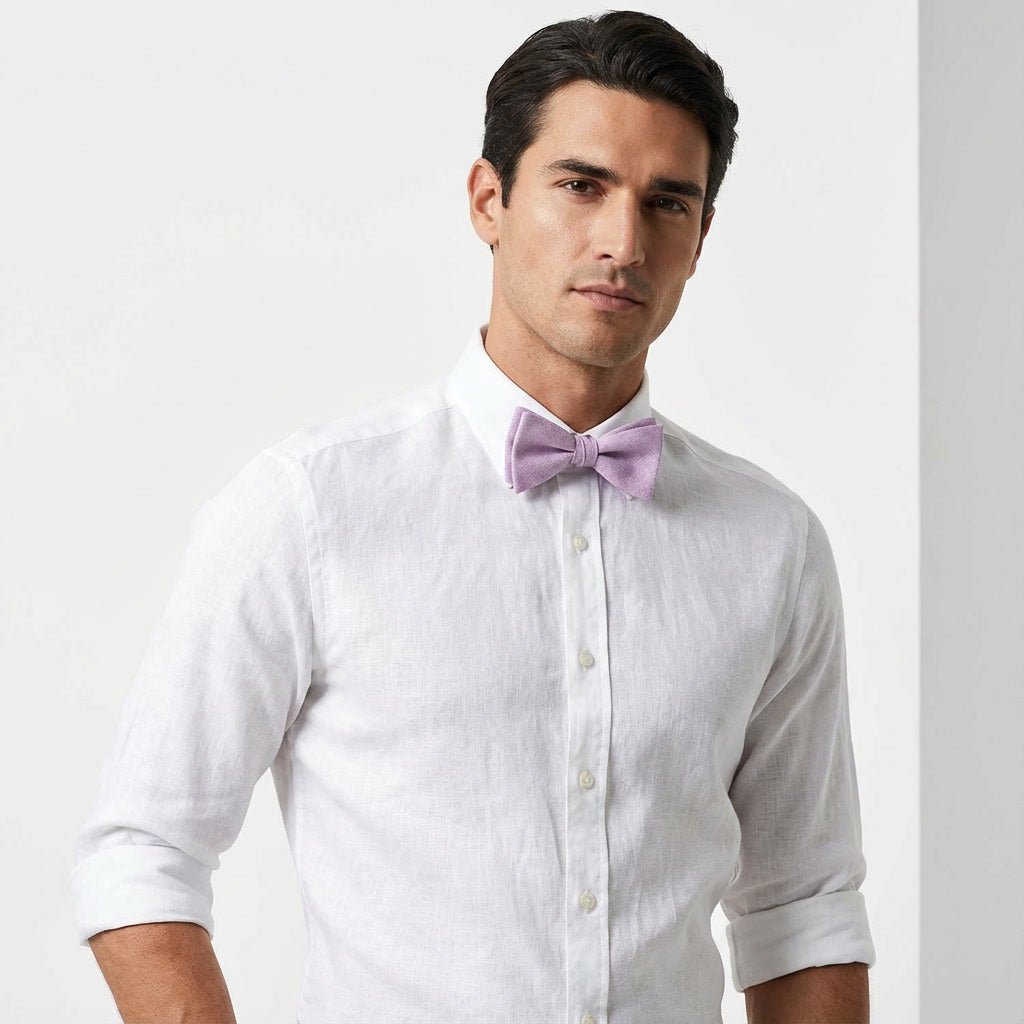 Dusty Lilac Linen Pre - Tied Bow Tie - Hemmitie