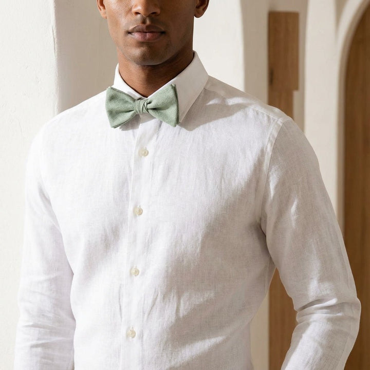 Men's Pre - Tied Butterfly Bow Tie In Light Sage Green Color - Hemmitie