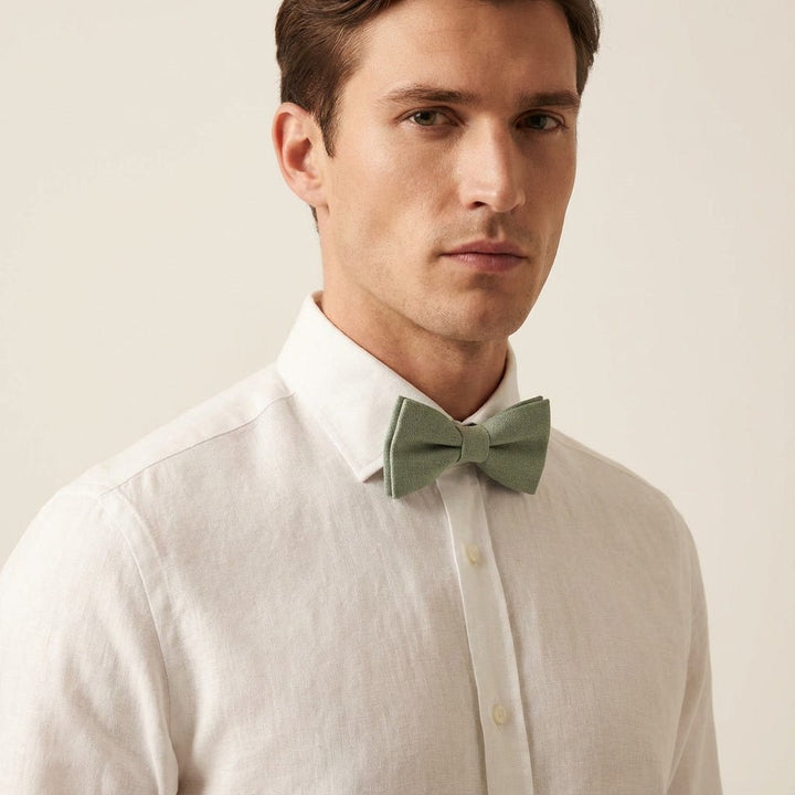 Sage Green Linen Bow Tie – Classic Pre - Tied - Hemmitie