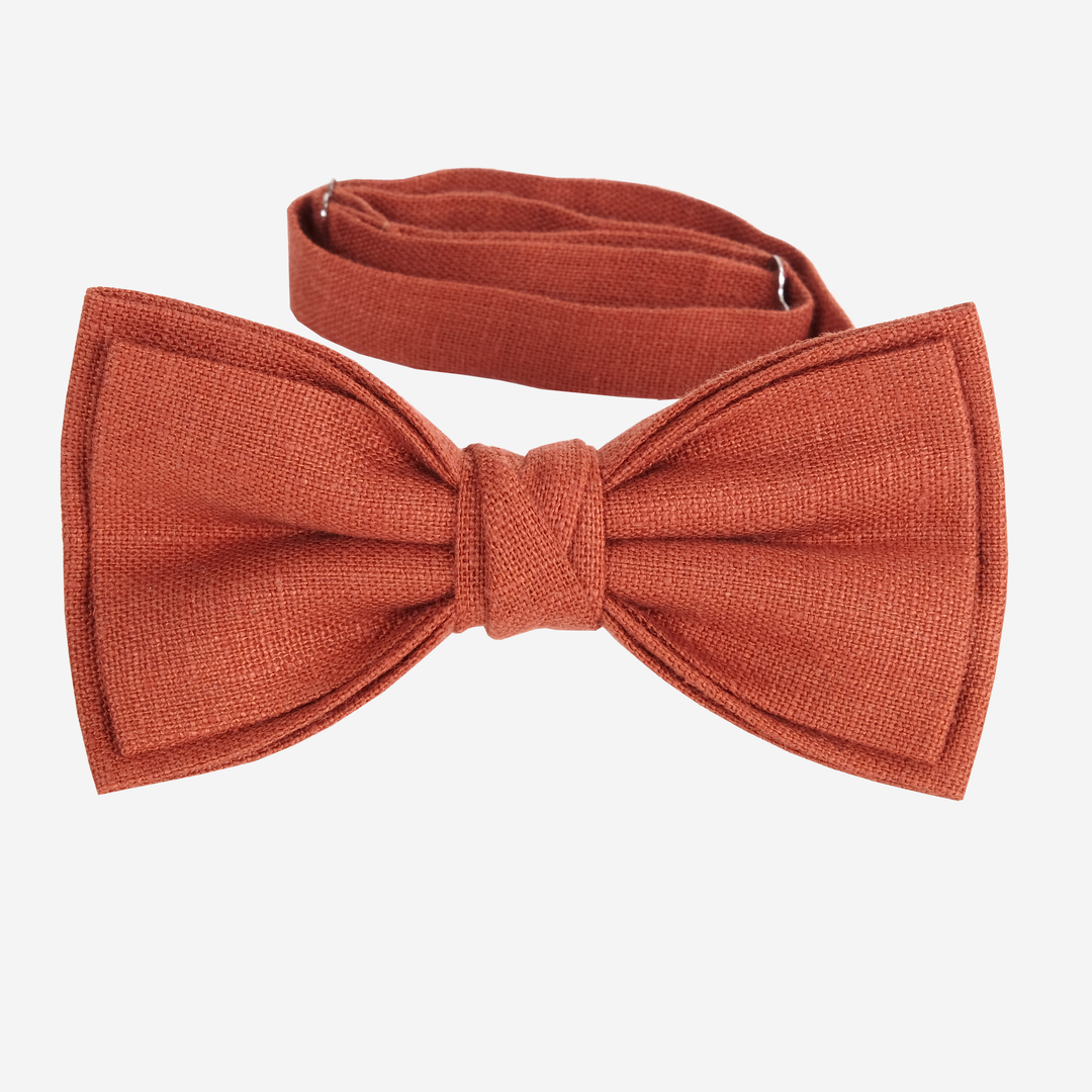 Men's Terracotta Linen Bow Tie