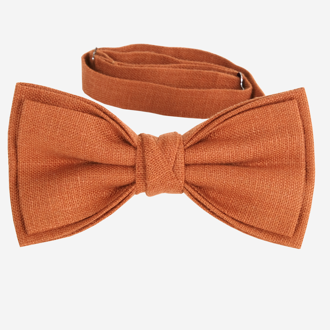 Men's Terracotta Linen Bow Tie