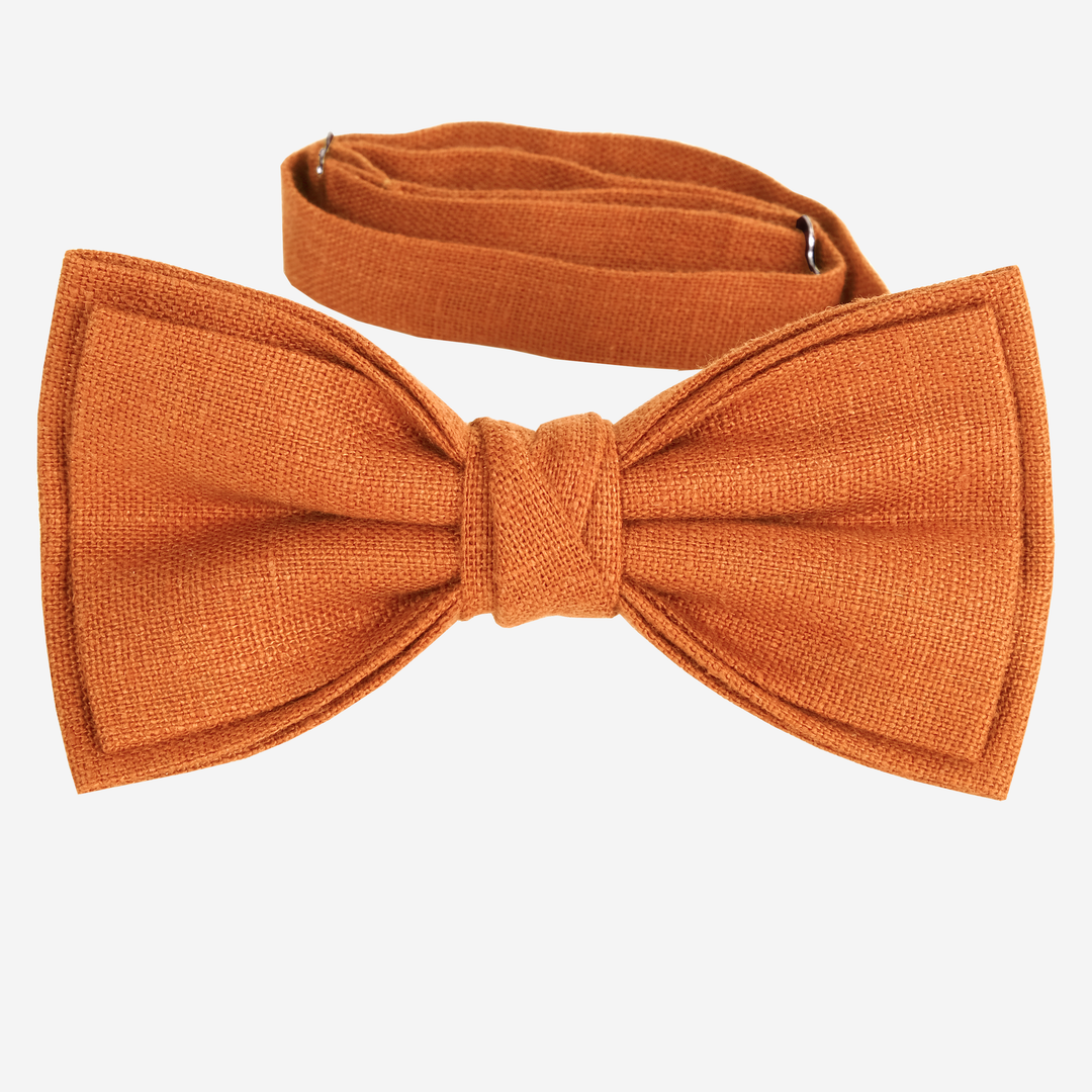 Men's Terracotta Linen Bow Tie