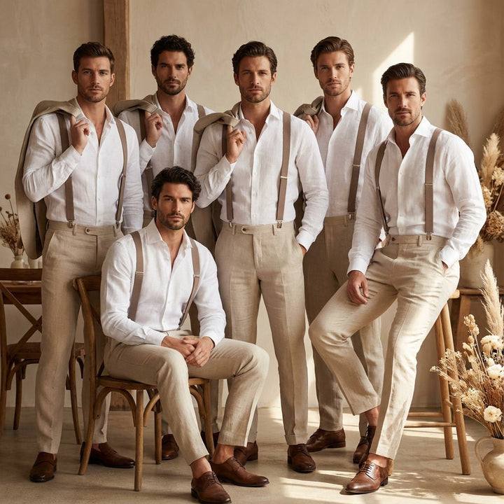 Taupe Brown Elastic X - Back Suspenders | Comfortable All - Size Fit - Hemmitie