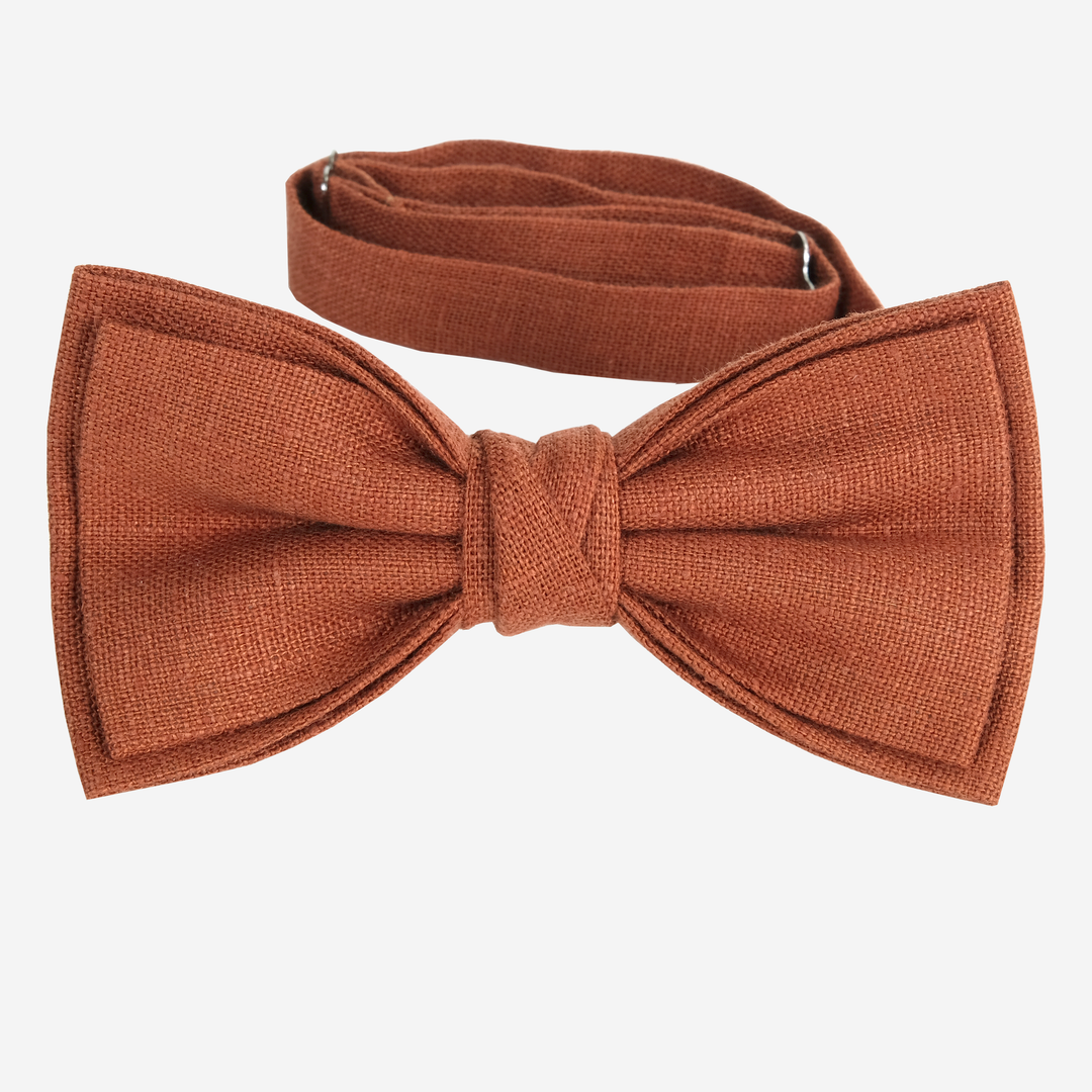 Men's Terracotta Linen Bow Tie