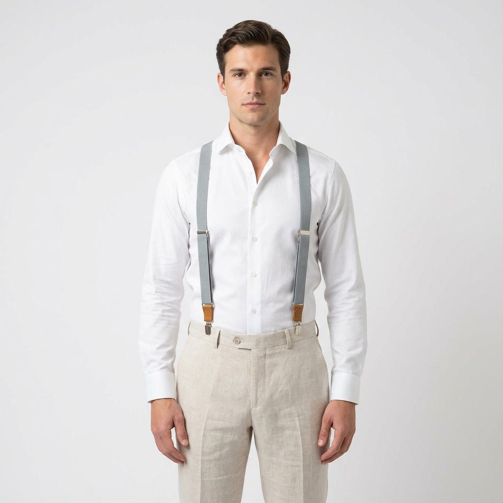 Personalized Gray Suspenders - Hemmitie