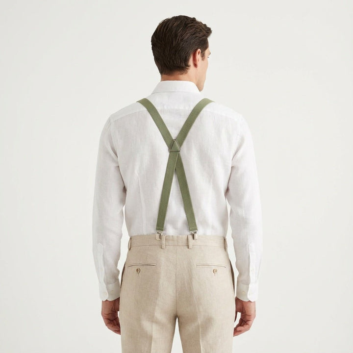 X - Back Elastic Suspenders | Sage Green, Light Sage & Dark Khaki - Hemmitie