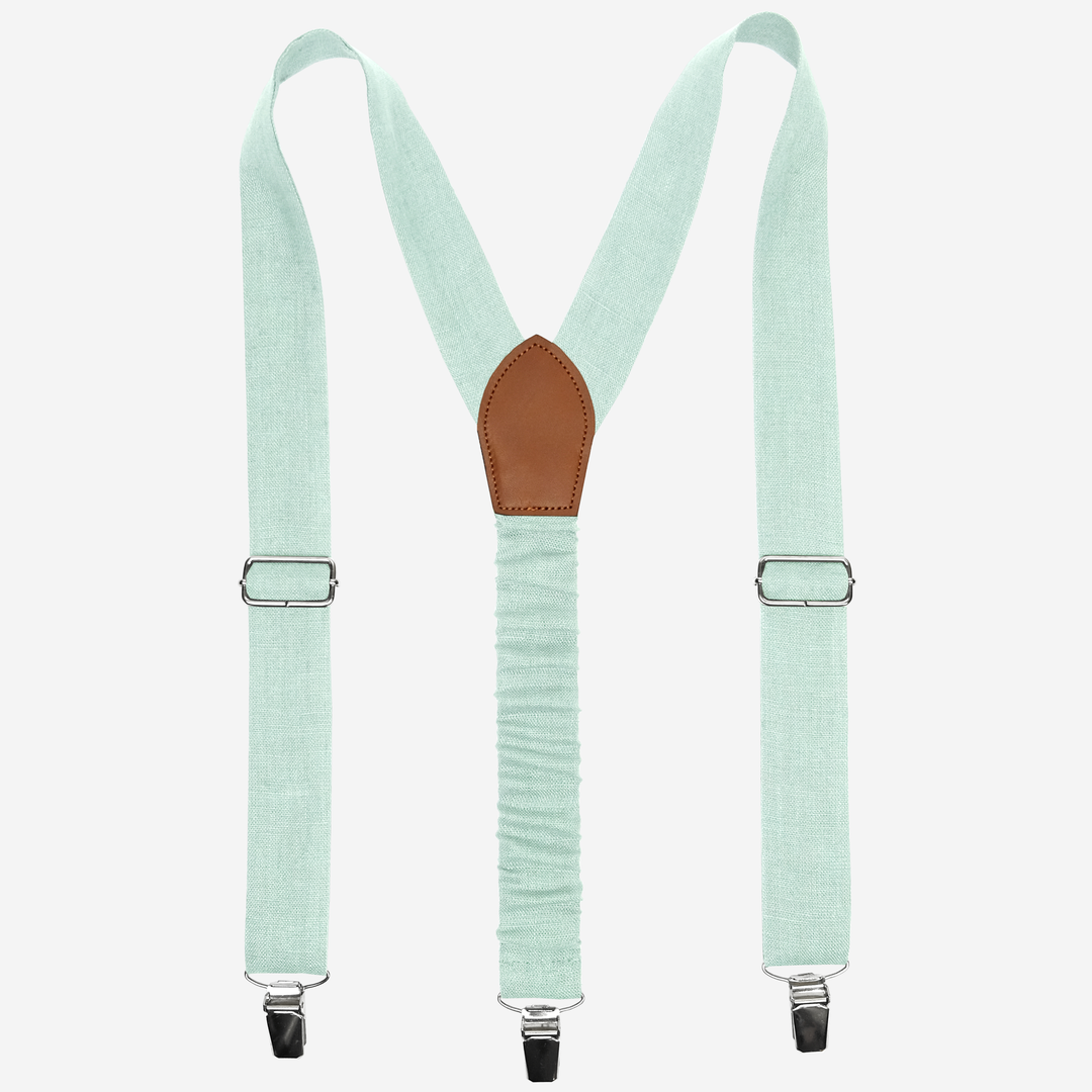 Teal Linen Suspenders