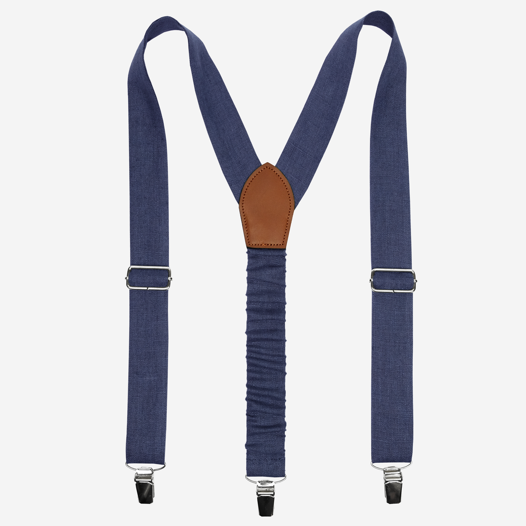 Teal Linen Suspenders