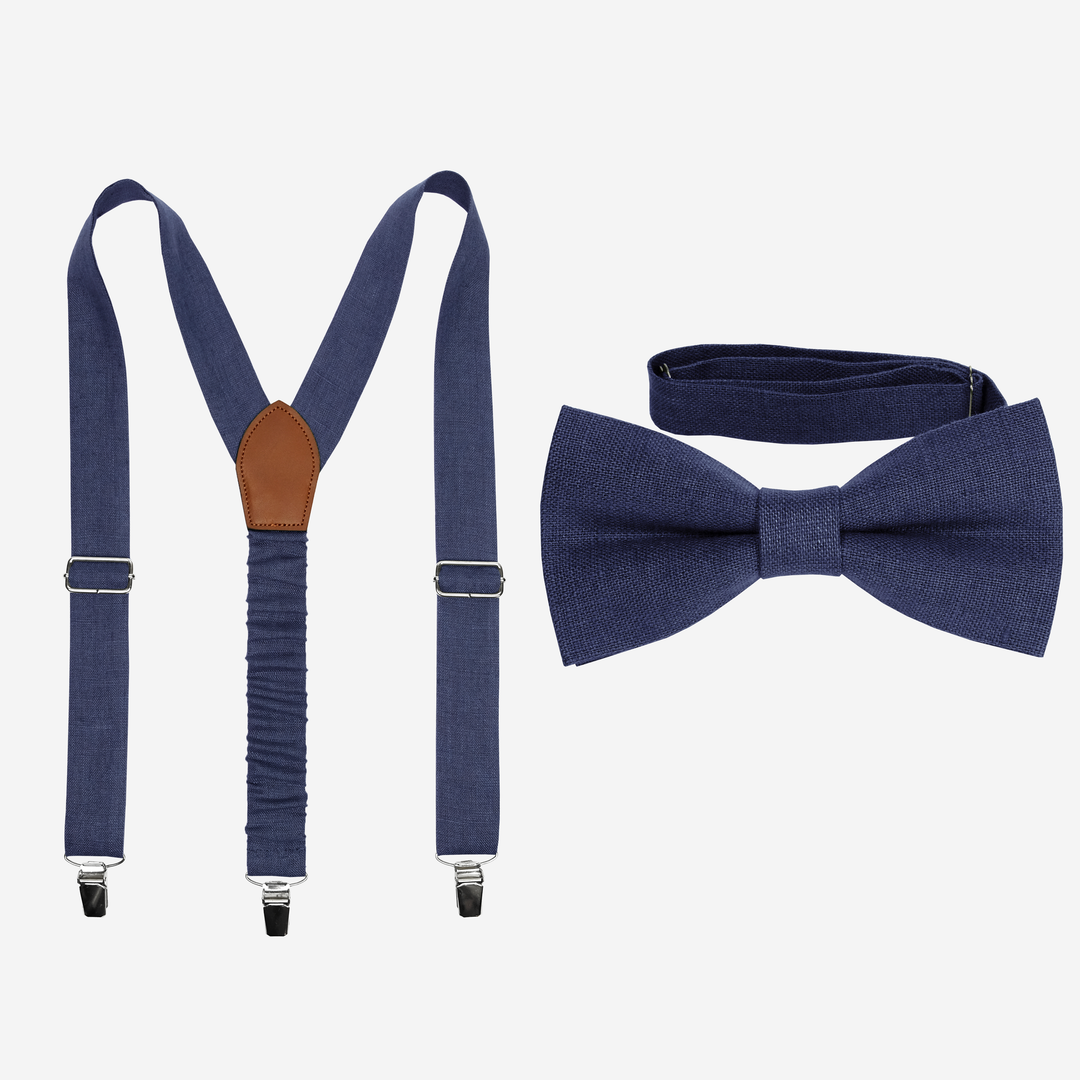 Blue Suspenders Bow tie Set