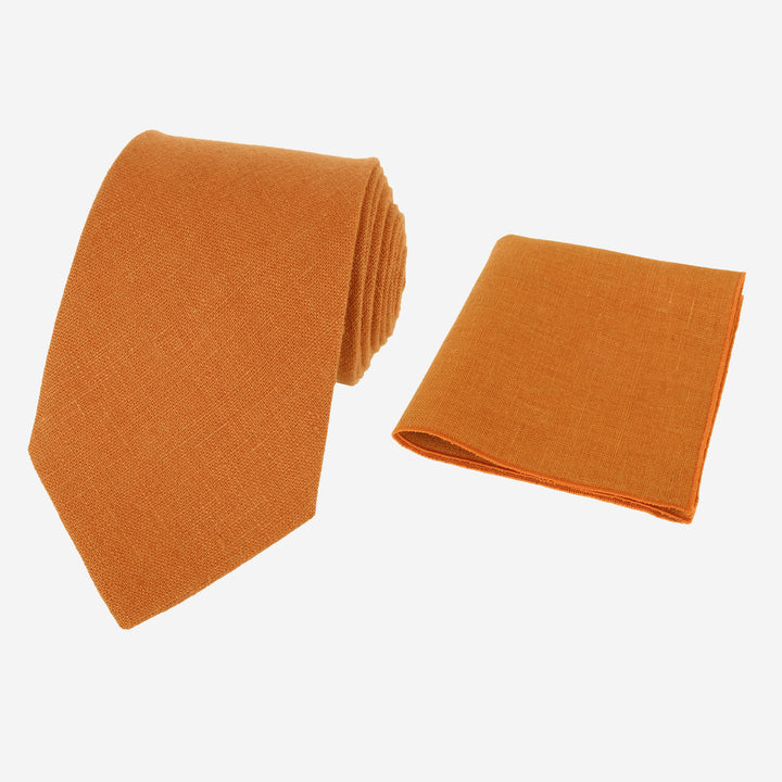 Terracotta necktie pocket square set