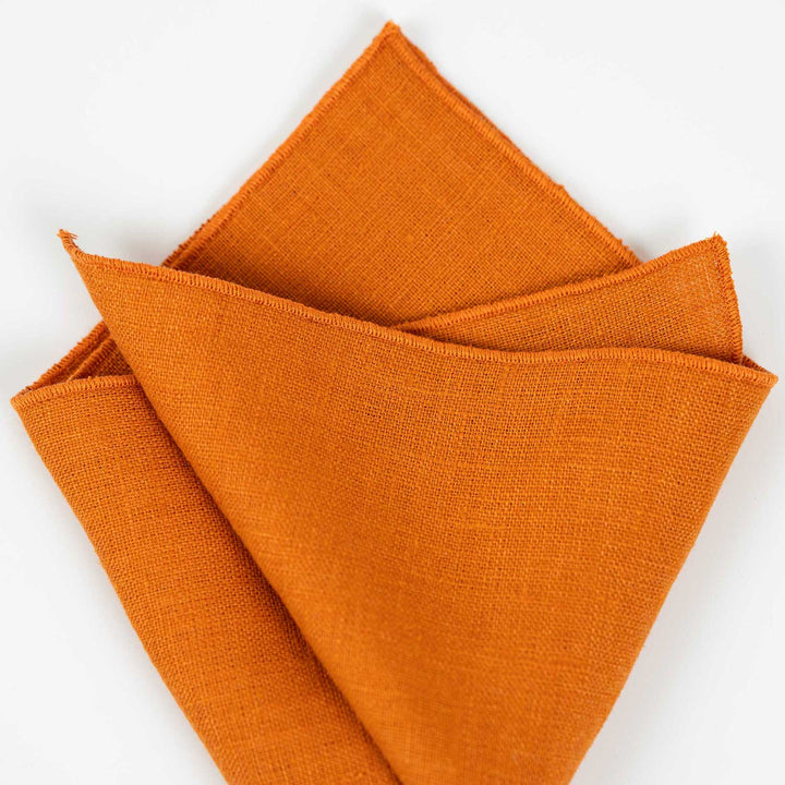 Orange Linen Bow Tie and Pocket Square Set