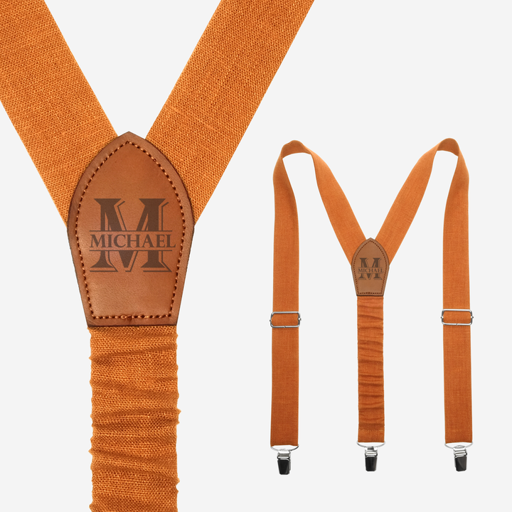 Orange Linen Y-Back Personalized Suspender