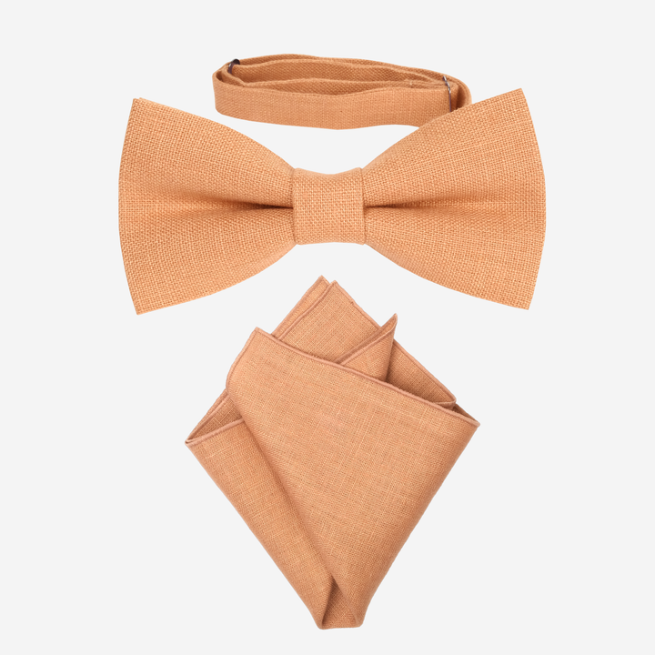 Coral Bow Tie and Pocket Square Set