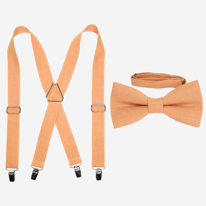 Rusty Pink Bow Tie and Suspenders Set